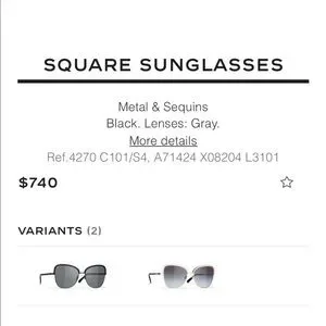 CHANEL | Accessories | Chanel Square Sequins Sunglass Black  display picture 1